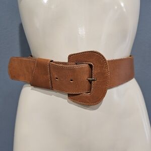 Vtg FORENZA Women Tan Brown Leather 1-7/8" Wide Belt Size S